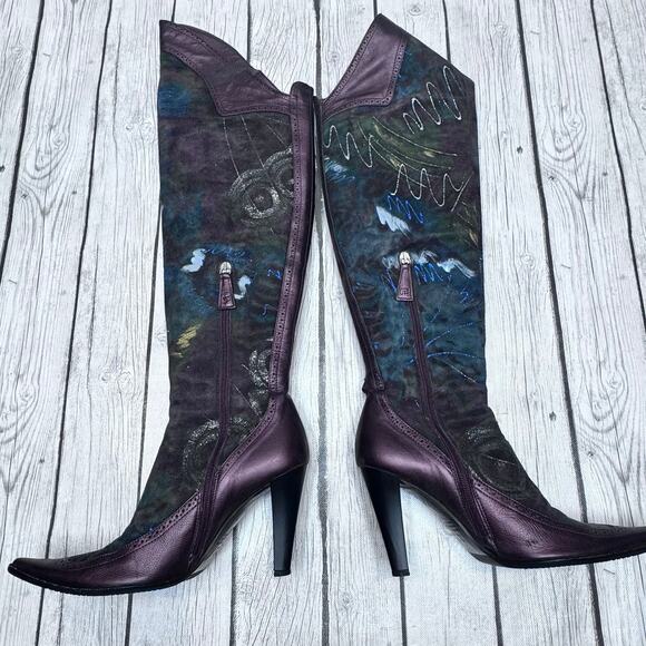 MARINO FABIANI Italian Leather & Suede Over Knee Boot Size 7 1/2 - Picture 6 of 12